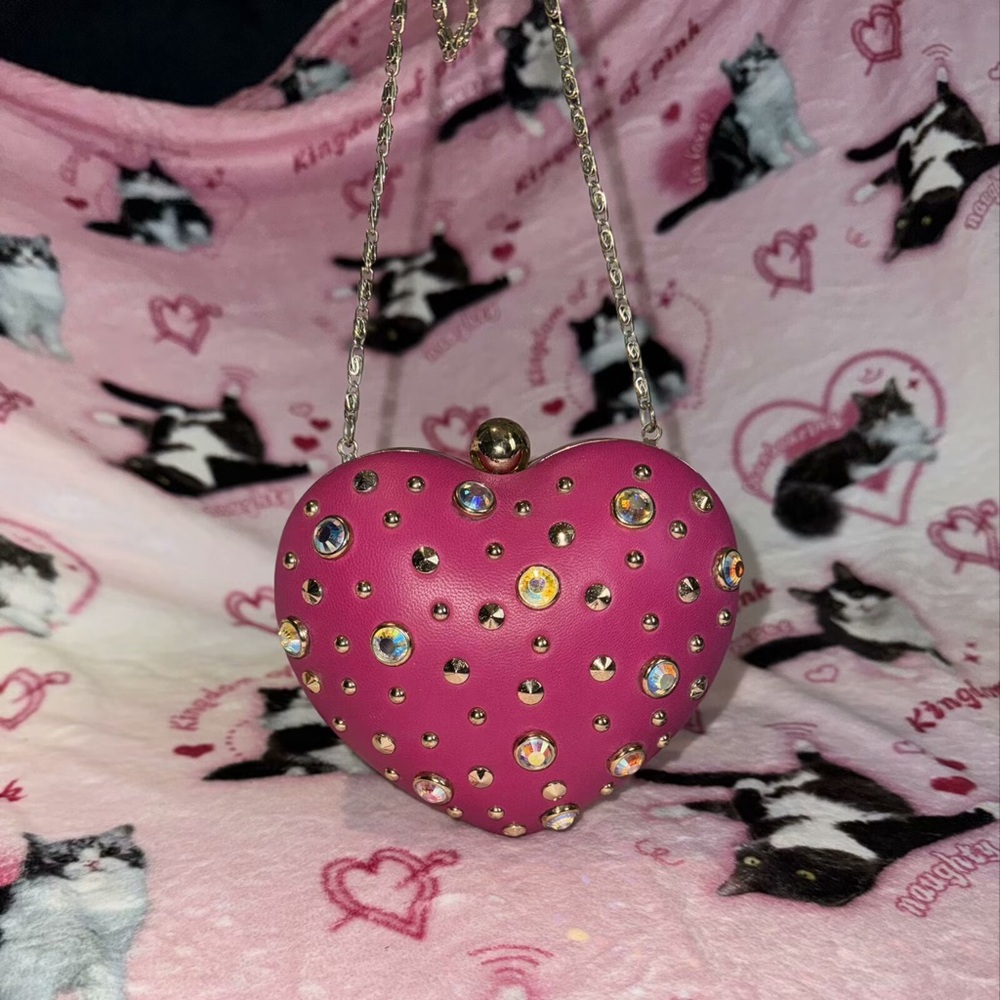 Juicy couture Pink Heart Crystal Stud Evening Bag